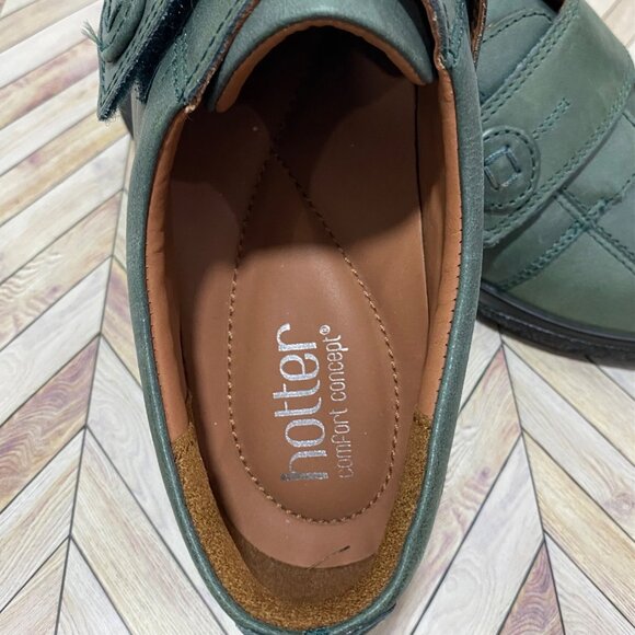 Hotter Womens Leather Adjustable Strap Shoes Sage Green NWOT Size 10 - Picture 7 of 9